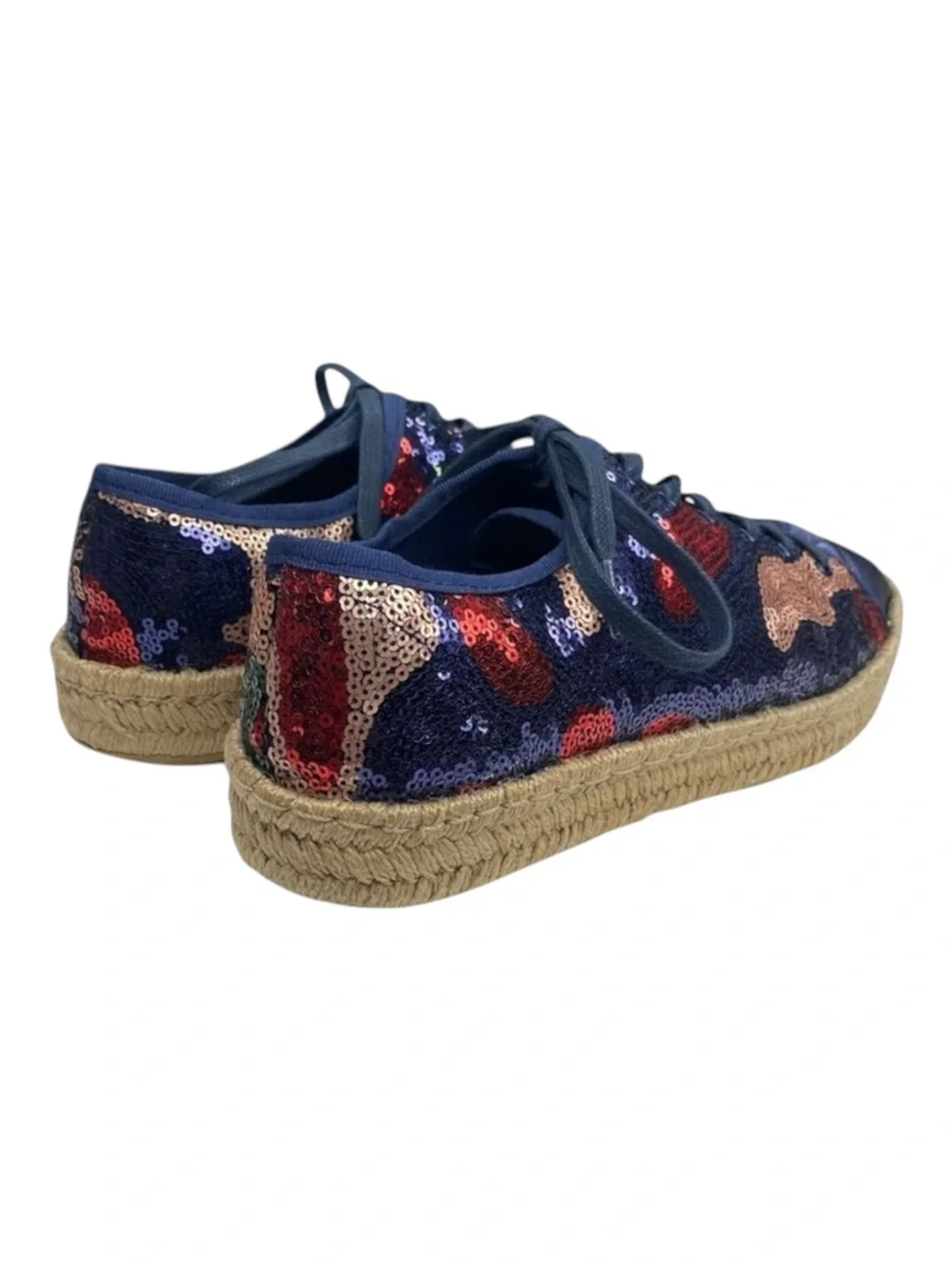 Ibizas ༄ Sequin Platform Espadrilles Lace Up Sneakers ༄ Navy Red Pink༄ 40 9 9.5